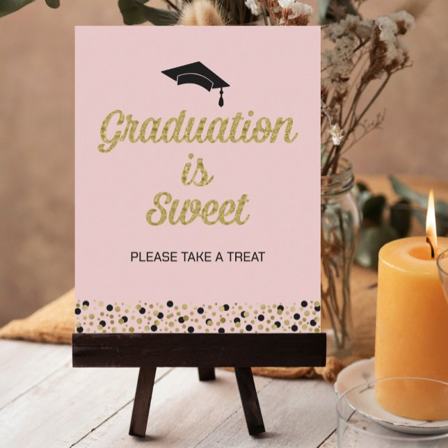 Poster Gold Foil Script Graduation est Sweet Grad Sign (Créateur téléchargé)