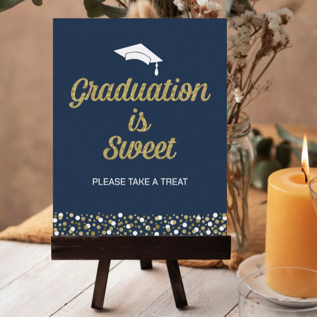 Poster Gold Foil Script Graduation est Sweet Grad Sign (Créateur téléchargé)