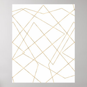 Poster Gold Geometric Strokes Abstract