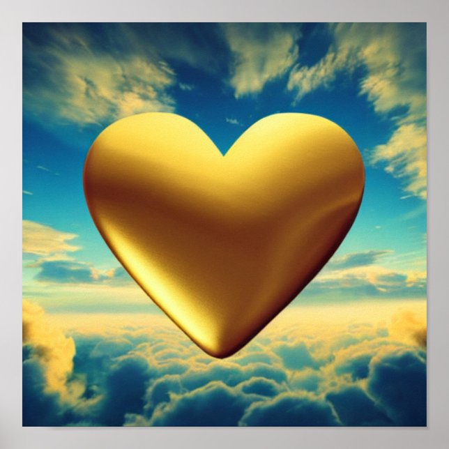 Poster Gold Heart at Sunrise (Devant)