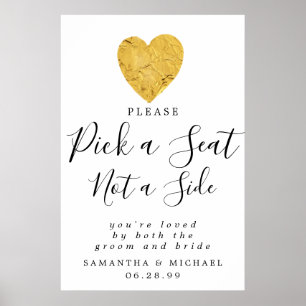 Poster Gold Heart Choisir Un Siège Pas Un Mariage Côté Si
