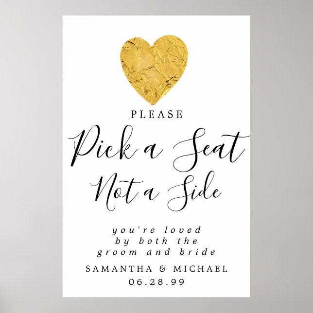 Poster Gold Heart Choisir Un Siège Pas Un Mariage Côté Si (Devant)