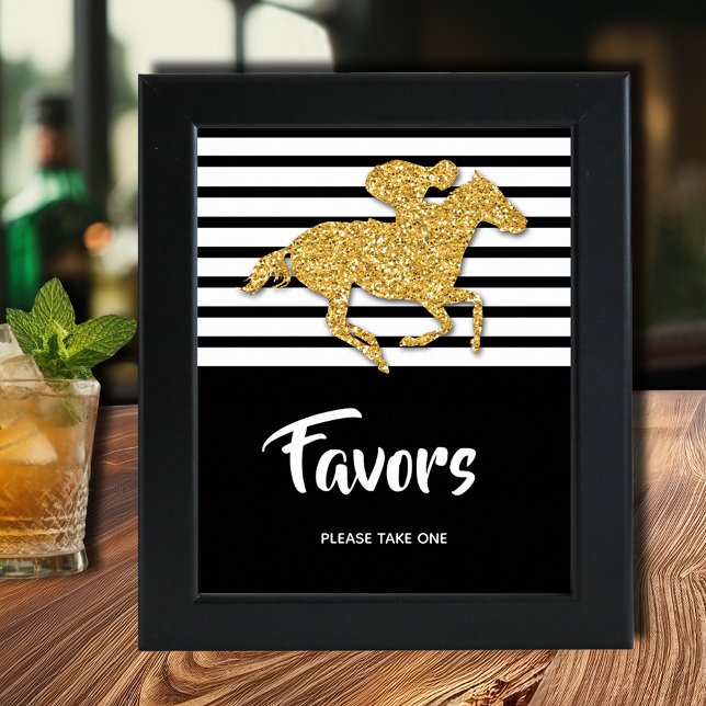 Poster Gold Horse Derby Faveurs (Gold racehorse Derby party Favors poster INSTANT DOWNLOAD and/or PRINTED, (frame not included))