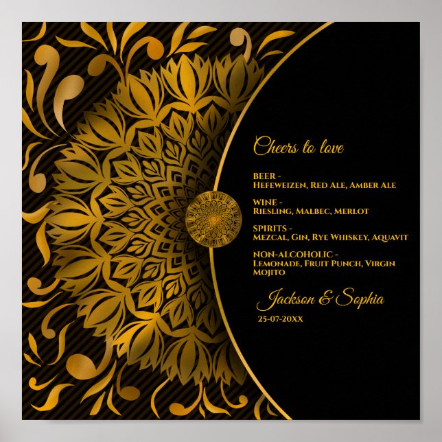 Poster Gold mandala classique élégant boisson de luxe men (Devant)
