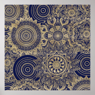 Poster Gold Mandala Collection Design bleu