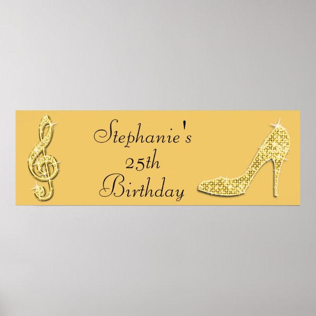 Poster Gold Music Note et Stiletto 25e anniversaire (Devant)