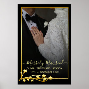 Poster Gold Night Stars Cadre Noël Mariage Photo