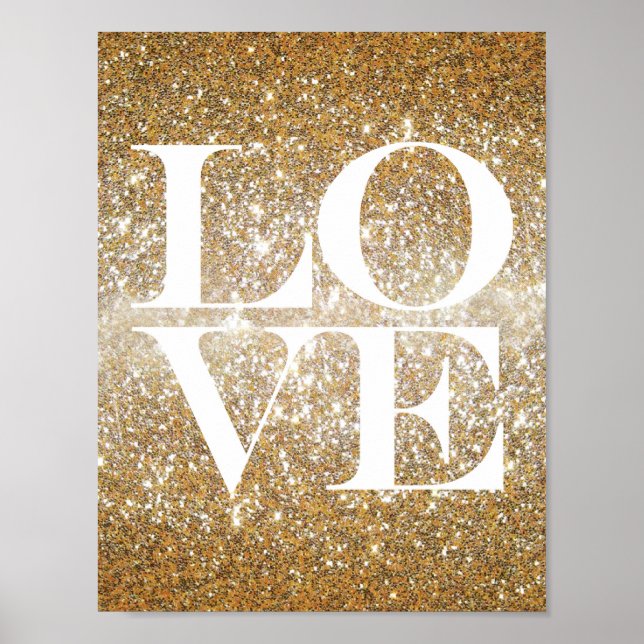 Poster Gold Parties scintillant Love (Devant)