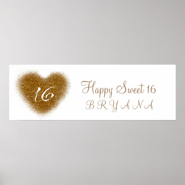 Poster Gold Parties scintillant Spill Sweet 16 Heart Part (Devant)