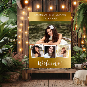 Poster Gold photo collage anniversaire fête bienvenue