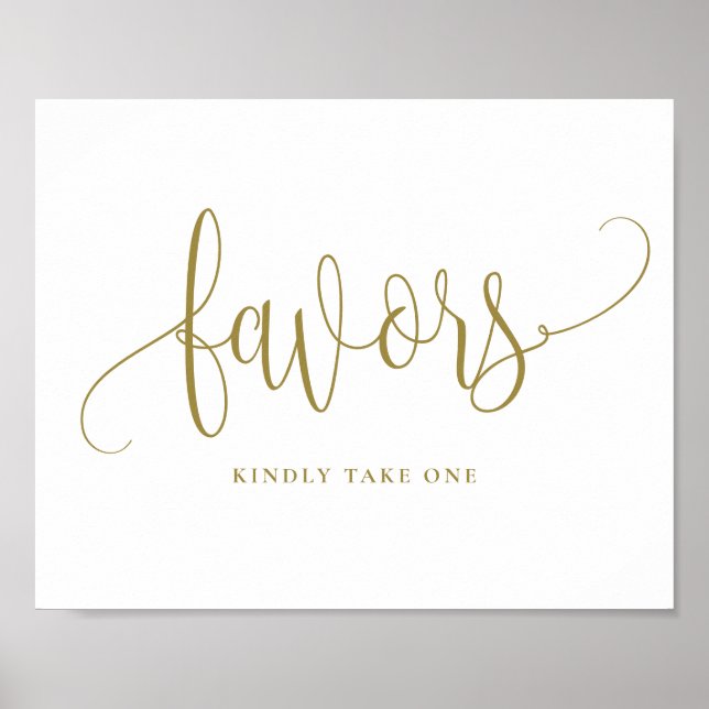 Poster Gold Pretty Calligraphy Script Party Faveurs (Devant)