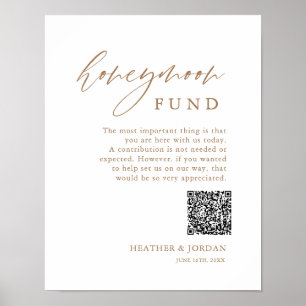 Poster Gold Rustic Honeymoon Fund QR Wishing Well Sign