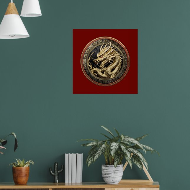Poster Gold Sacred Eastern Dragon Medallion (Salon 1)