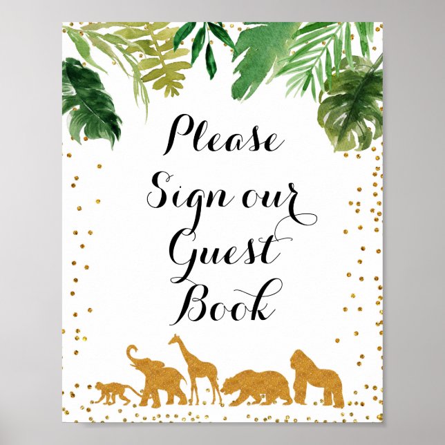 Poster Gold safari Animal S'il vous plaît signer notre li (Devant)