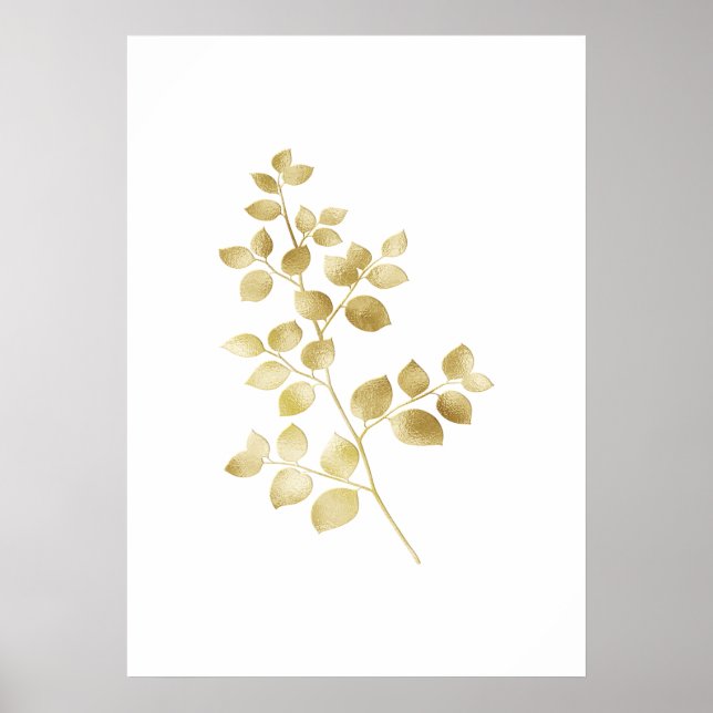 Poster Gold Shimmery Feuilles Matte (Devant)