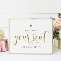 Gold S'il vous plaît trouvez votre siège et Bon Ap