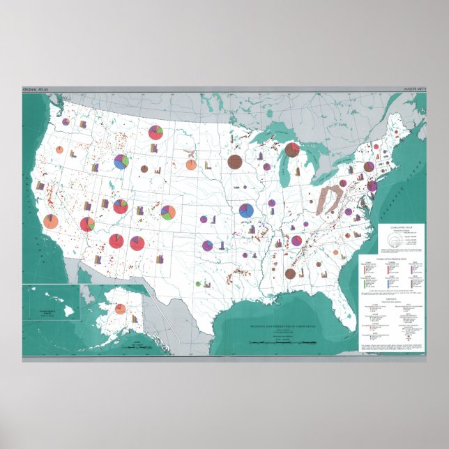 Poster Gold Silver Major Metals Carte des États-Unis (Devant)