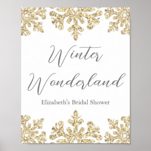 Poster Gold Snowflake Winter Bridal Shower