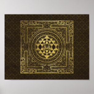 Poster Gold Sri Yantra / Sri Chakra
