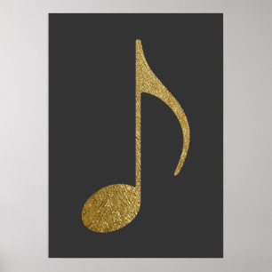 Poster gold texture music note