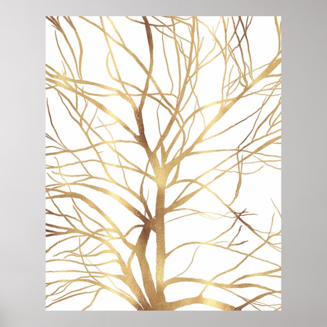 Poster Gold Tree Silhouette (Devant)