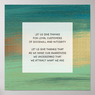 Poster Gold Turquoise Gratitude Affirmation 3 clients loy