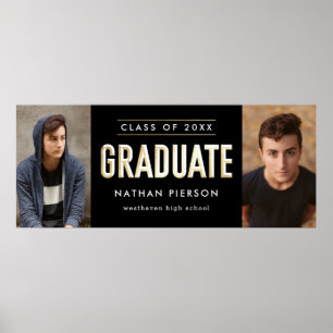 Poster Gold Type Black Two Photo Graduation