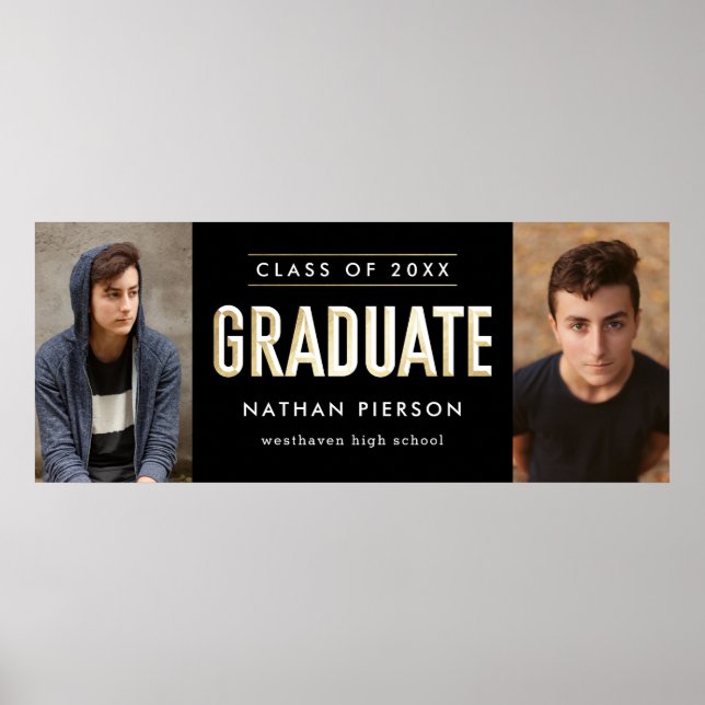 Poster Gold Type Black Two Photo Graduation (Devant)