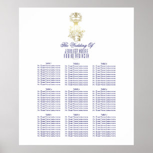 Poster Gold Vintage Skeleton Key Mariage Seing Chart
