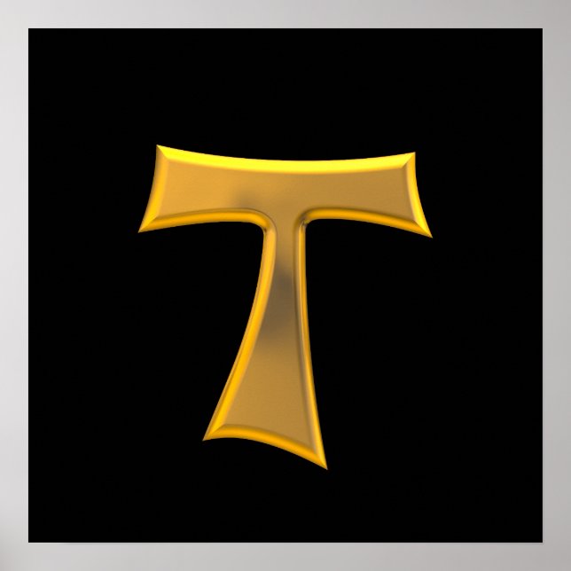 Poster Golden 3-D Look Franciscan Tau Cross (Devant)