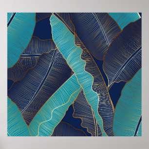 Poster Golden Banana Leaf : Motif de luxe.