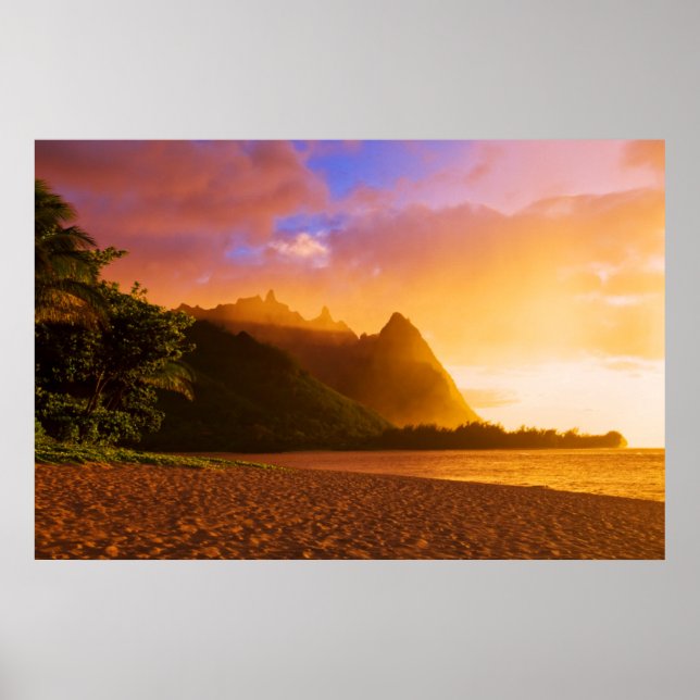 Poster Golden beach sunset (Devant)