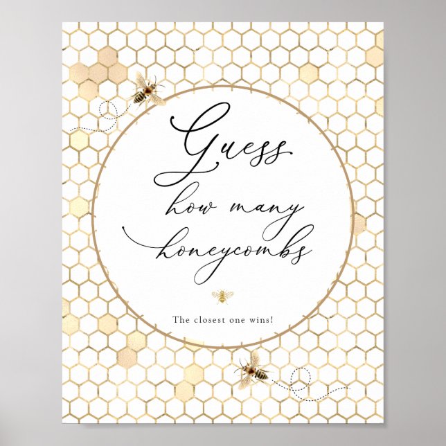 Poster Golden Bee Devine combien de Honeycombs Signer (Devant)