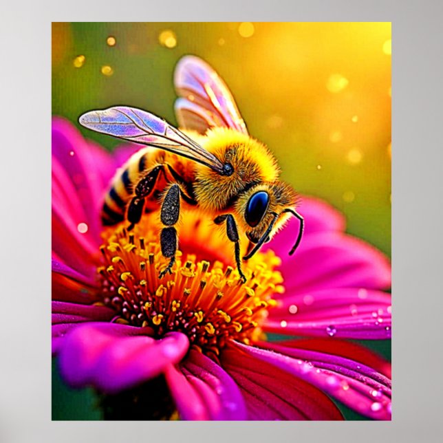 Poster Golden Bee Flower Magic Design (Devant)