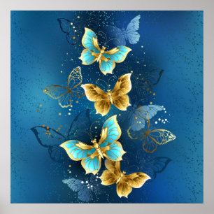 Poster Golden butterflies
