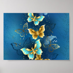 Poster Golden butterflies