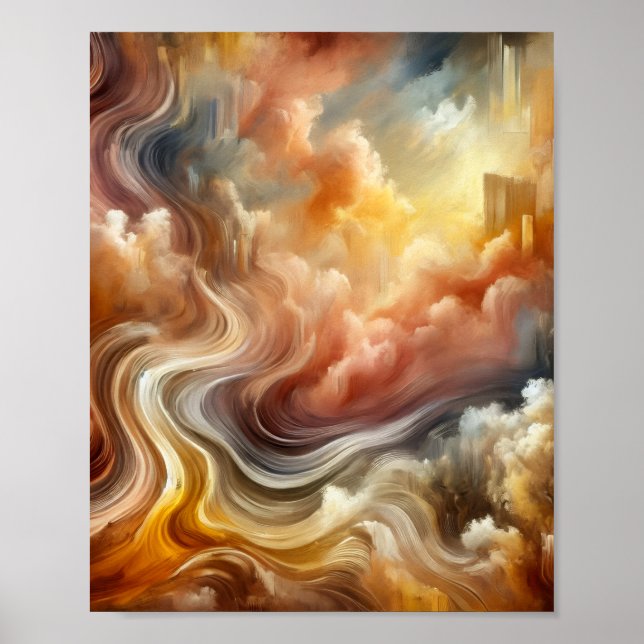 Poster  Golden Cloud Flow Abstract Surreal Energy (Devant)