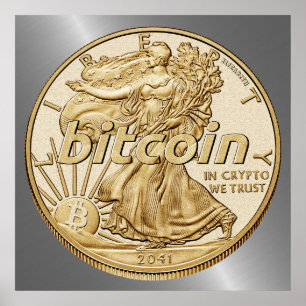 Poster Golden dollar Bitcoin Cryptocurrency HODL Funny