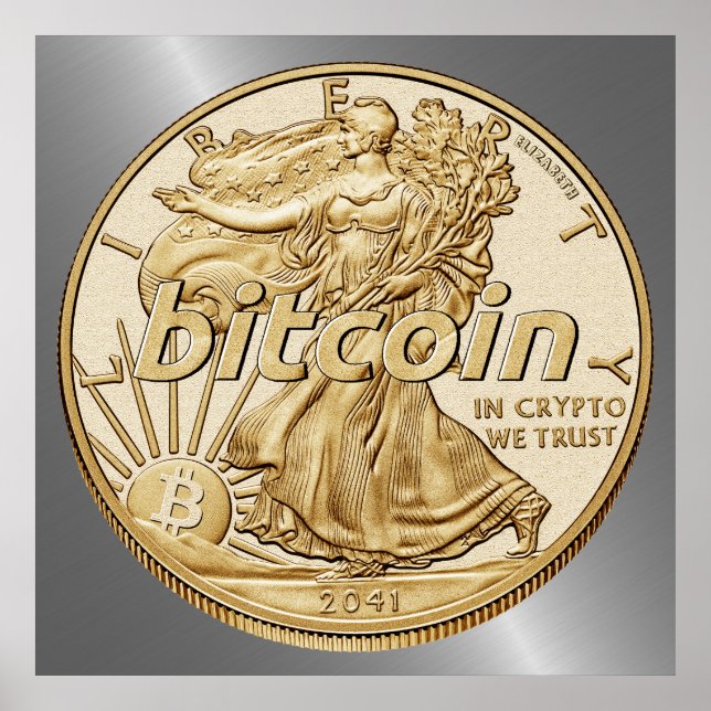 Poster Golden dollar Bitcoin Cryptocurrency HODL Funny (Devant)