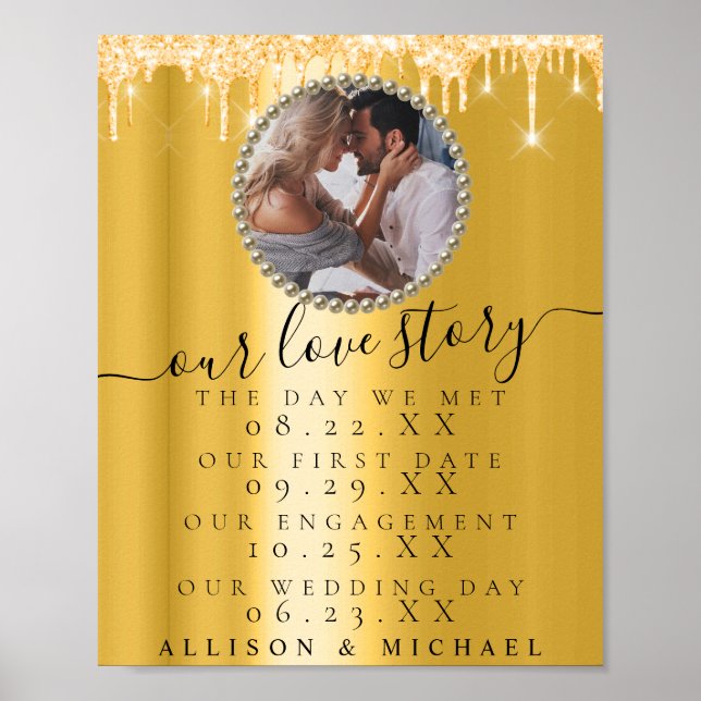 Poster Golden Drives Photo Our Love Story Mariage Sign (Devant)