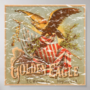 Poster Golden Eagle Tobacco 1900 - en détresse
