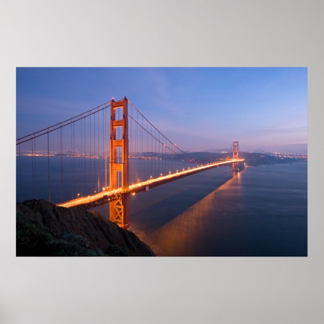 Poster Golden Gate Bridge à l'impression Sunset (Devant)