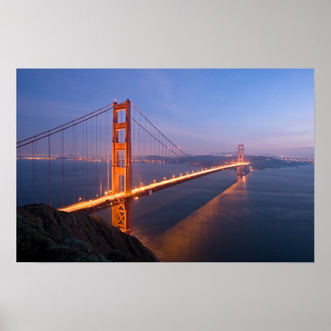 Poster Golden Gate Bridge au coucher du soleil (Devant)