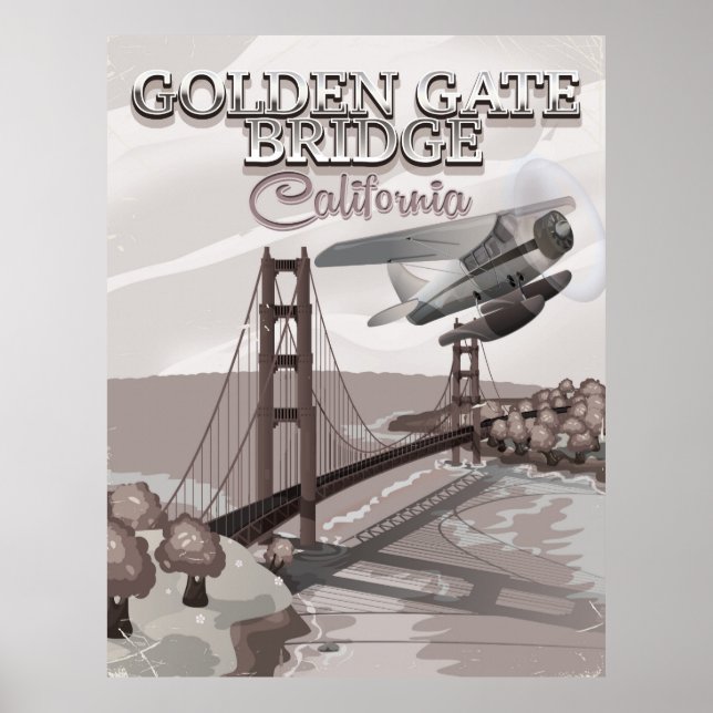 Poster Golden Gate Bridge Californie dessin de voyage sep (Devant)