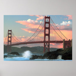 Poster Golden gate bridge de plage de Baker
