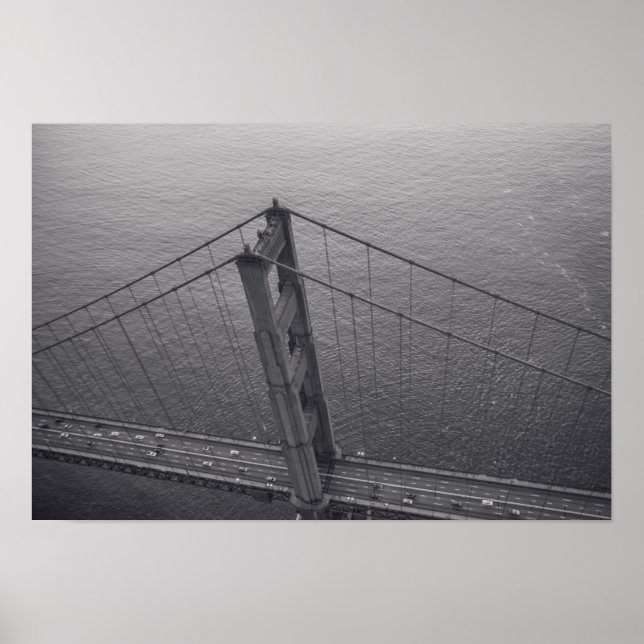 Poster Golden Gate Bridge en noir et blanc (Devant)