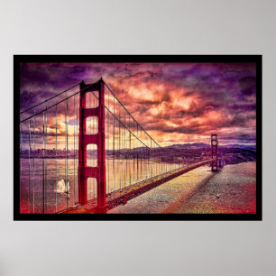 Poster Golden Gate Bridge in San Francisco, California.
