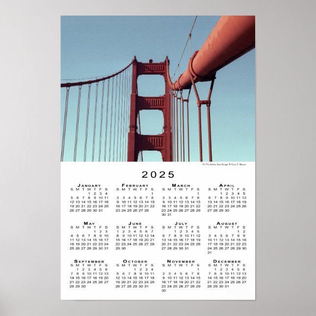 Poster Golden Gate Bridge San Francisco 2025 Calendrier (Devant)