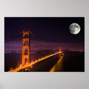 Poster Golden Gate Bridge San Francisco Night Scenery