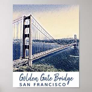 Poster Golden Gate Bridge San Francisco Watercolor Art